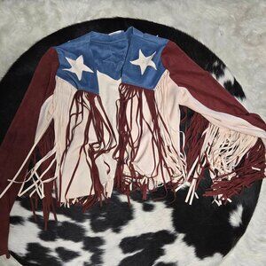 Miranda Lambert Red White Blue Patriotic Cropped Duster Blazer S